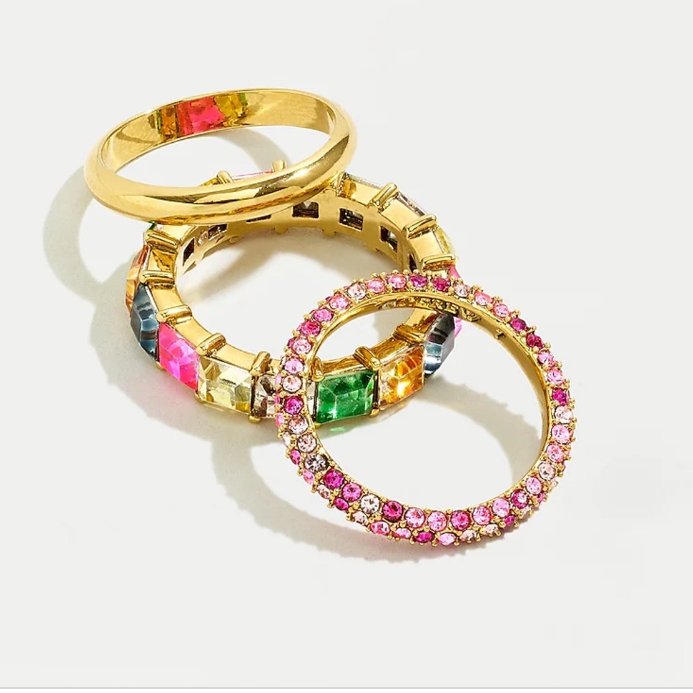 J.Crew Pavé and crystal stacking ring set